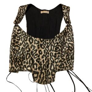 Leopard Print Corset Top Y2K